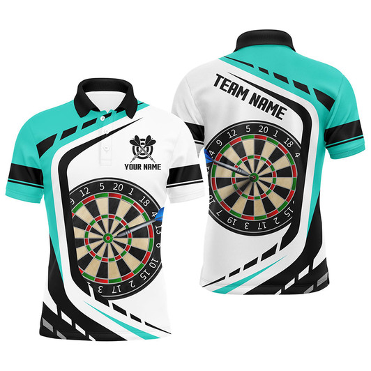 FUNSTUFFPRINT Personalized Dartboard Turquoise Jerseys Men Darts Polo Shirts Custom Darts Uniform For Team Player   Polo Shirt Size S-5XL