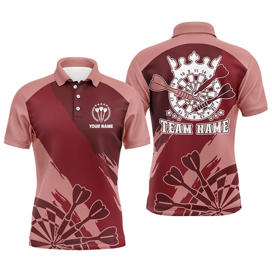 FUNSTUFFPRINT Personalized Red Men Darts Polo Shirt Custom Cool Dart Shirts For Men Darts   Polo Shirt Size S-5XL