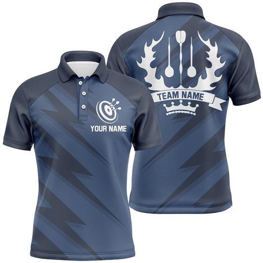FUNSTUFFPRINT  Customized Mens Navy Lightning Basic Darts Polo Shirt Cool Darts   Polo Shirt Size S-5XL