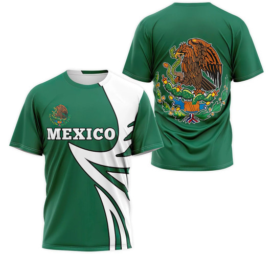 FUNSTUFFPRINT Personalized T-Shirt, Hoodie - Mexico Coat Of Arms 3D Printed 3D T-shirt