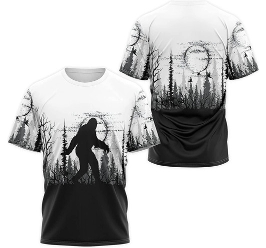 FUNSTUFFPRINT Personalized T-Shirt, Hoodie - Bigfoot Forest Night Moon 3D Printed 3D T-shirt