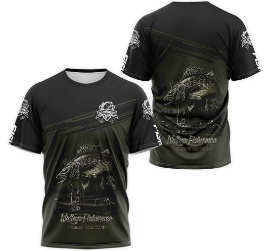 FUNSTUFFPRINT Personalized T-Shirt, Hoodie - Go Fishing Reaper Walleye Fisherman Dominate The Water 3D Printed 3D T-shirt
