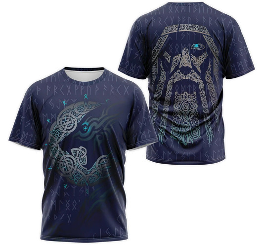 FUNSTUFFPRINT Personalized T-Shirt, Hoodie - Wolf Moon Ragnarok Fenrir Odin Norse Mythology 3D Printed 3D T-shirt