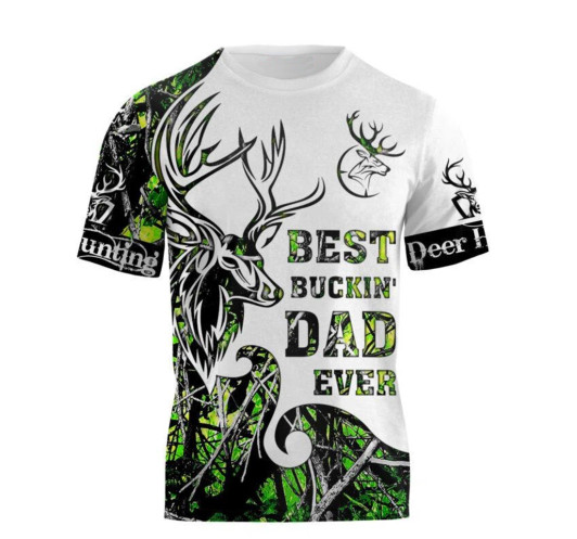FUNSTUFFPRINT Personalized Best Buckin’ Dad Ever Deer Hunting Tanktop Dad - 3D Printed T-shirt 3D T-shirt