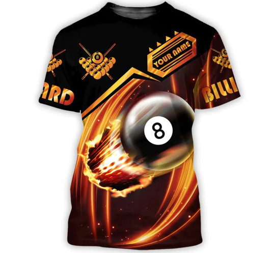 FUNSTUFFPRINT Custom Name Billiard Player Billiard Billiard Uniform Club - 3D Printed T-shirt 3D T-shirt