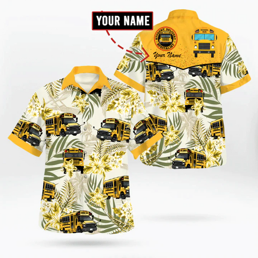 Custom Bus Driver Hawaiian Shirt, School Bus Driver Shirt, Shirts For Bus Drivers