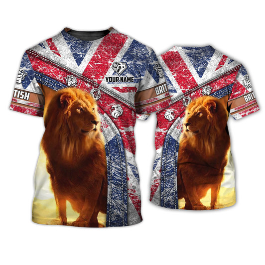FUNSTUFFPRINT British Lion - Personalized Name 3D Tshirt - Urt96 - 187 3D T-shirt