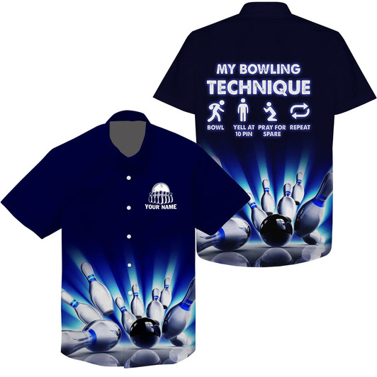 Custom My Bowling Technique Custom Name Funny Bowling Hawaiian Shirt, Idea Gift for Bowler