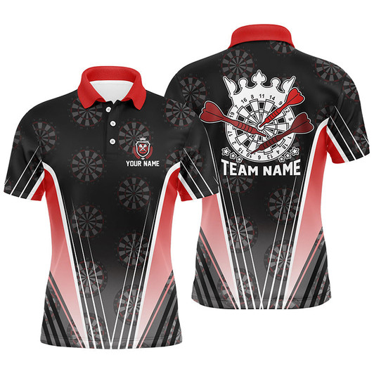 FUNSTUFFPRINT Personalized Black Red Men Darts Polo Shirt Custom Dart Team Shirt For Men Darts    Polo Shirt Size S-5XL