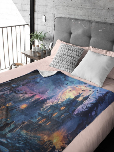FUNSTUFFPRINT Halloween Blanket, Cute Halloween Throw, Spooky Blanket, Halloween Home Decor, Cute Goth Halloween, Halloween Lover Gift
