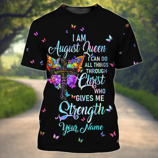 FUNSTUFFPRINT August Queen - Personalized Name 3D Tshirt 3D T-shirt