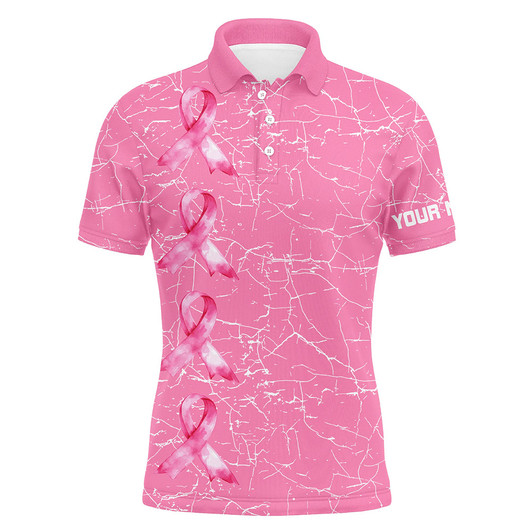 FUNSTUFFPRINT Breast Cancer Awareness golf shirts custom Mens golf polos shirts, pink ribbon golf   Polo Shirt Size S-5XL