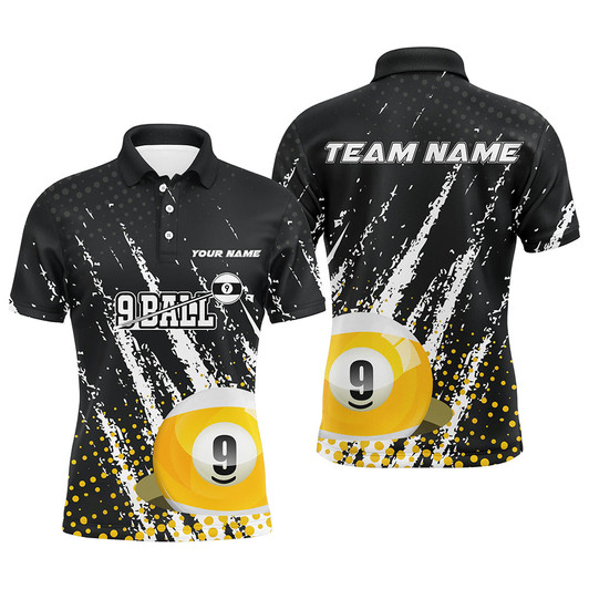FUNSTUFFPRINT Grunge 9 Ball Pool Sport Jerseys Customized Men Billiard   Polo Shirt Size S-5XL