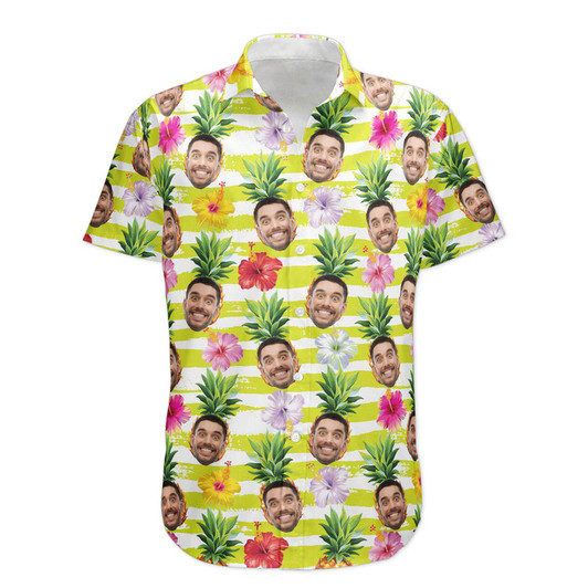 Funny Custom Face With Pineapple - Personalized Hawaiian Shirt