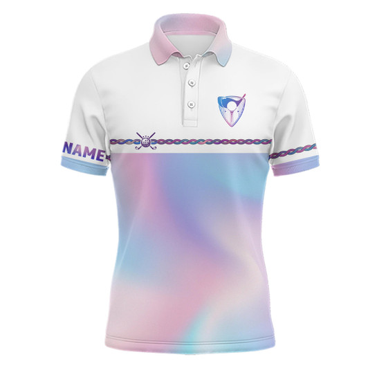 FUNSTUFFPRINT  Personalized Mens Golf Polo Shirt Custom Gradient Pastel Rainbow Golf   Polo Shirt Size S-5XL