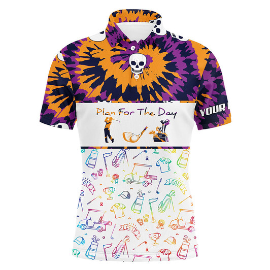 FUNSTUFFPRINT  Tie Dye Halloween Mens Golf Polo Shirts, Colorful Best Golf Shirts For Men   Polo Shirt Size S-5XL