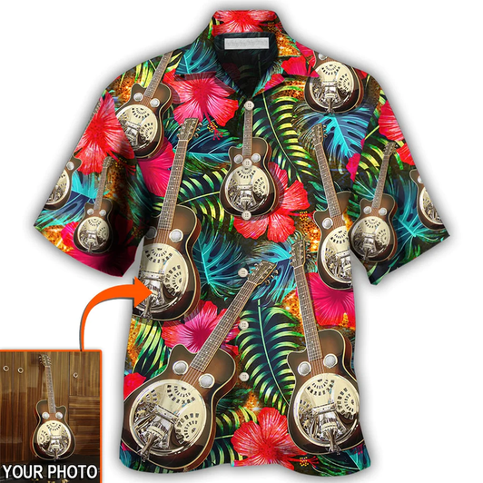 Custom Guitar Various Style Tropical Custom Photo Hawaiian Shirt, Personalized Your Guitar Photo