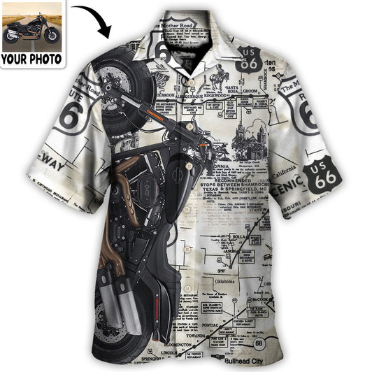 Motorcycle Biker Happy Ride No Road Is To Long Custom Photo - Hawaiian Shirt Coolspod