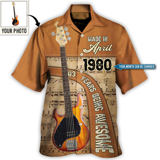 Custom Guitar Lover Years Of Being Awesome Custom Photo Personalized - Hawaiian Shirt - Personalized Photo Gifts, Custom Photo Gifts, Personalized Gifts Ideas