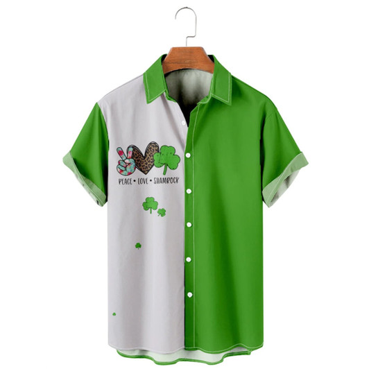 Peace love Samrock Hawaiian Shirt, St. Patrick's Day Shirt, Shamrock Hawaiian Shirt