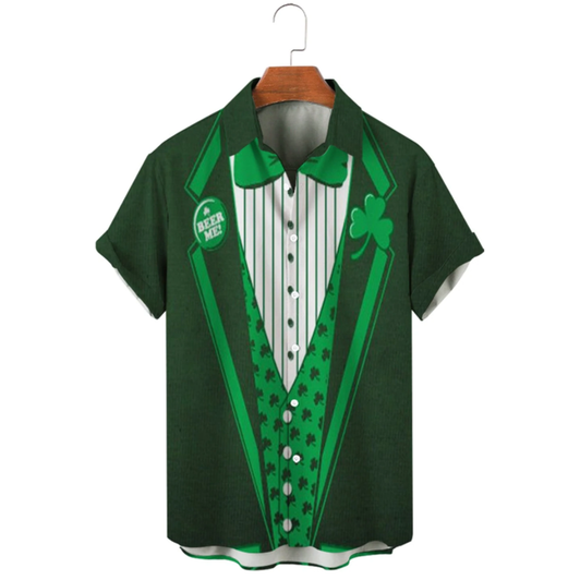 Simple St. Patrick's Hawaiian Shirt, St. Patrick's Day 3d Shirt, Shamrock Hawaiian Shirt