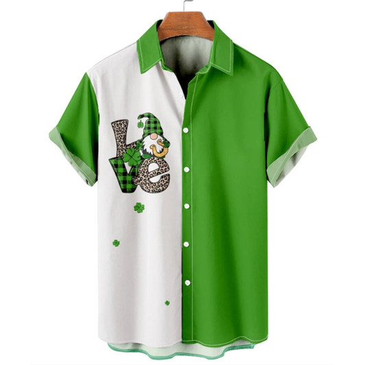 Love Patrick Day Gnomes Hawaiian Shirt, St. Patrick's Day Shirt, Shamrock Lucky Lip Hawaiian Shirt