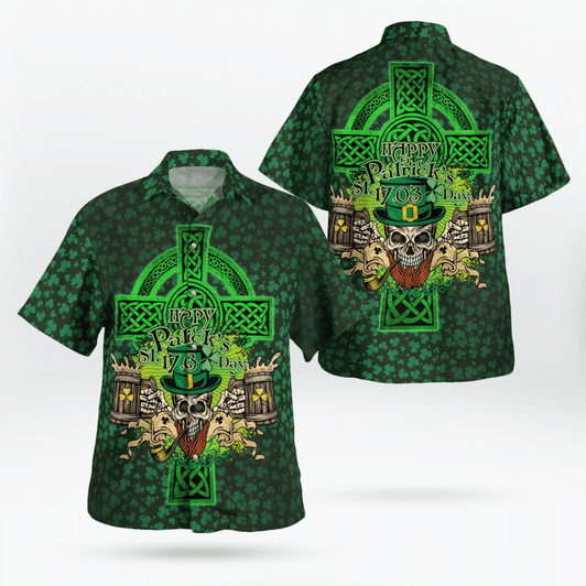 Happy St. Patrick's Day Cool Skull And Beer Hawaii Shirt - Gift For Irish