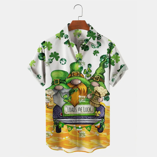 St. Patrick's Hawaiian Shirt Men's Car Short Sleeve Shirt, Hawaiian shirt for Men and women