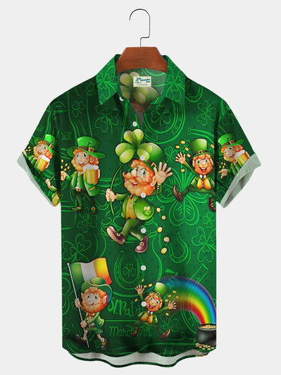 Men's Irish Leprechaun St. Patrick's Day Hawaiian Shirt, gift for Patrick's day