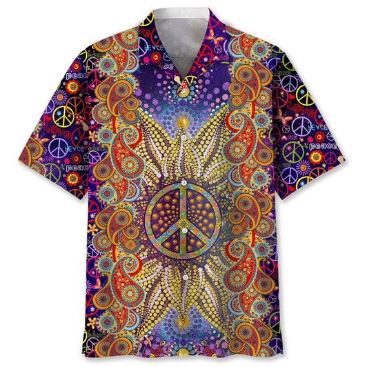 Hippie Hawaiian Shirts For Men - Hippie Button Down Mens 3D Hawaiian Shirts Short Sleeve Series