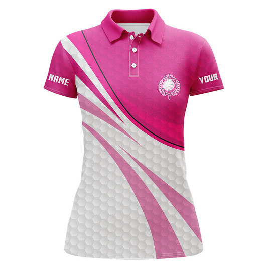 Custom Pink and white golf shirt custom name Women golf polo shirts, ladies pink golf polo, golfer gifts NQS7976