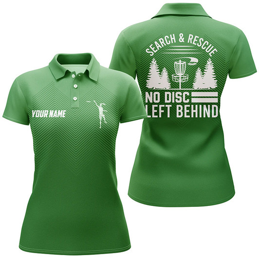 Custom Search & Rescue Green Geometric Womens Disc Golf Polo Shirt Custom Disc Golf Shirts For Women LDT1070