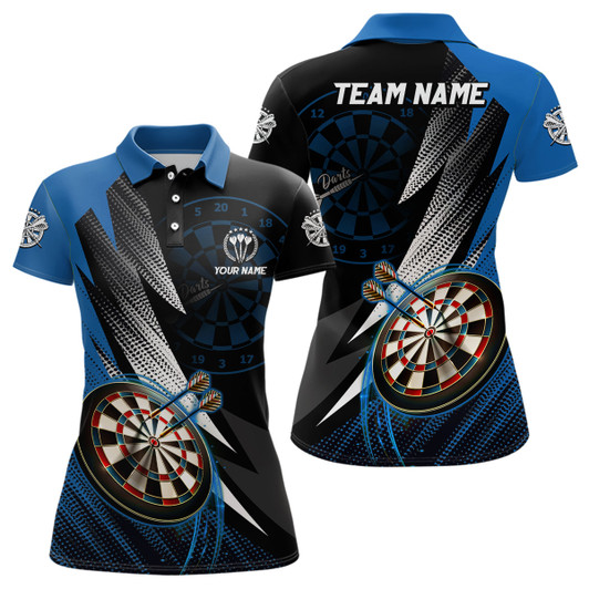 Custom Personalized Black Blue Darts Polo Shirt Custom Cool Dart Shirt For Women Team Jersey LDT1217