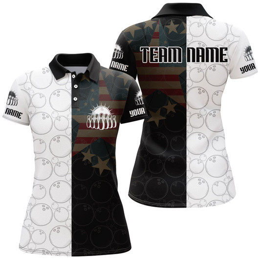 Custom American Bowling Polo Shirt for Women Custom Bowling Team Jersey Bowling Shirt QZT32