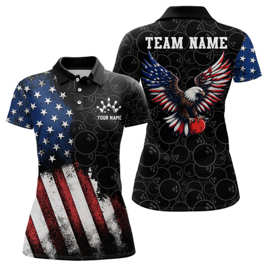 Custom American Bowling Polo Shirt for Women Custom Bowling Team Jersey Bowling Shirt QZT14