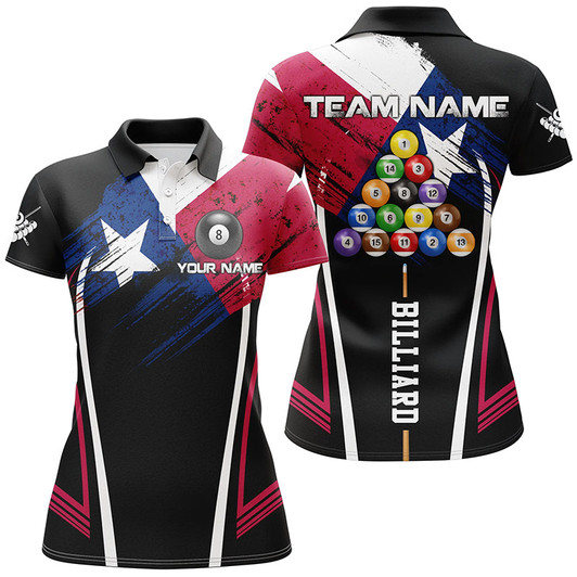 Custom Personalized Texas Billiard Jerseys Women Polo Shirts Custom Patriotic Billiard Texas Flag Shirts TDM1166