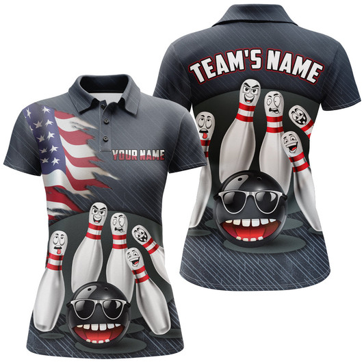 Custom American Bowling Polo Shirt for Women Custom Bowling Team Jersey Bowling Shirt QZT29