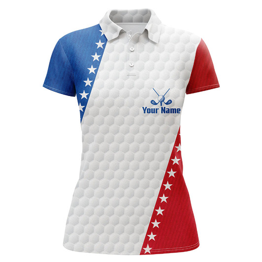 Custom American Flag Womens Golf Polo Shirts Custom Patriotic Golf Shirts For Women Golfing Gifts LDT1411