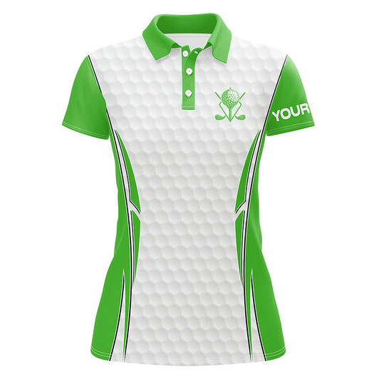Custom Green and White golf ball Womens golf polo shirts custom golf clothing for women, gifts for ladies NQS7872