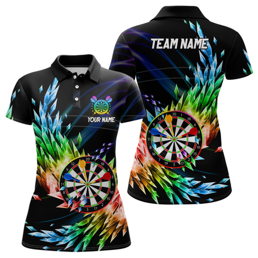 Custom 3D Colorful Frozen Ice Women Darts Polo Shirts Personalized Dartboard Darts Attire Jerseys For Team TDM1431