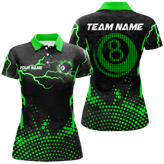 Custom Personalized Green 8 Ball Point 3D Billiard Women Polo Shirts Best Custom Billiards Apparel Clothing TDM0948
