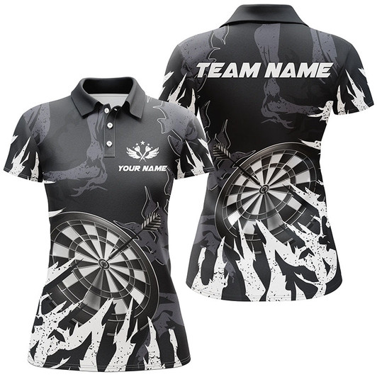 Custom Personalzied Darts Board White Grunge Style 3D Women Darts Polo Shirts Custom Darts Team Jerseys TDM1300