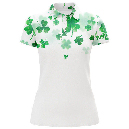Custom 3D Green Clover St Patrick Golf Polo Shirt Custom Womens Golf Shirts Personalized Golf Tops LDT0989