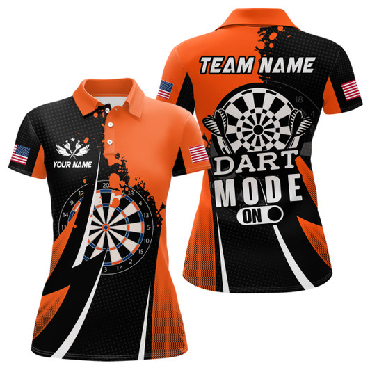 Custom Personalized Orange Dart Mode On Women Darts Polo & Quarter-Zip Shirt Custom Darts Jersey Team Shirts TDM1652