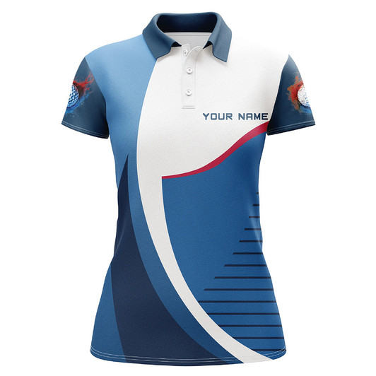 Custom Womens golf polo shirts custom team golf attire for women, personalized golf gifts | Blue NQS7833