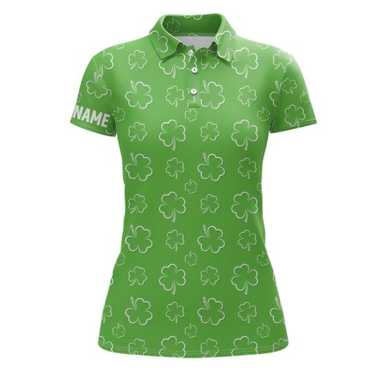 Custom Womens Golf Polo Shirt Green Clover St Patrick Day Custom Golf Shirts For Women Golfing Gifts LDT1257