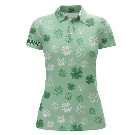 Custom Womens Golf Polo Shirt Green Clover St Patrick Day Custom Golf Shirts For Women Golfing Gifts LDT125