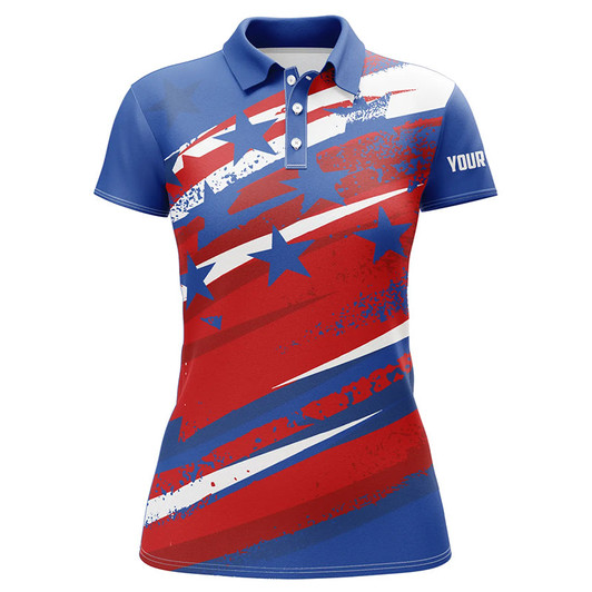 Custom American Flag Womens Golf Polo Shirts Custom Patriotic Golf Shirts For Women Golfing Gifts LDT1468