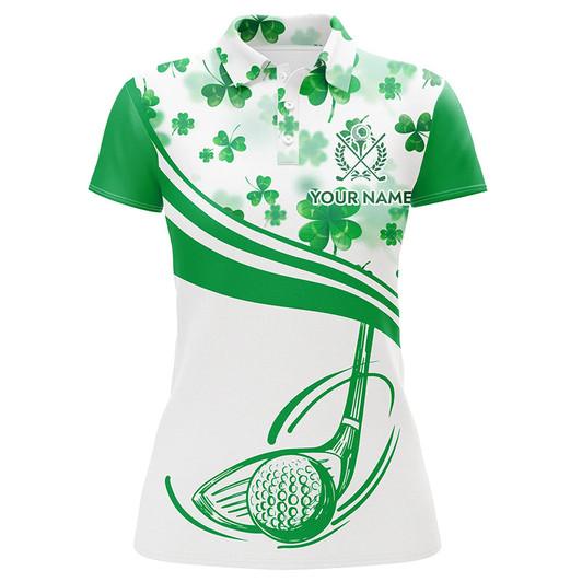 Custom  Green Clover St Patrick Day Golf Polo Shirts Customized Golf Shirts For Women Golf Gifts LDT1300