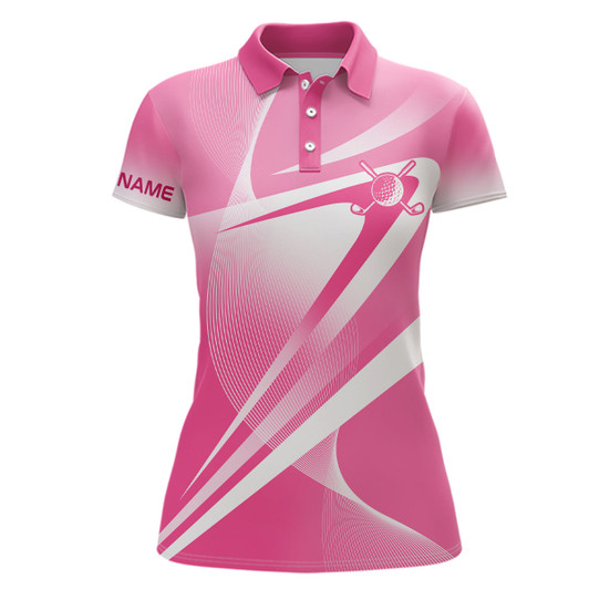 Custom  Pink White Custom Name Womens Golf Polo Shirts Personalized Golf Shirts For Women Golf Gifts LDT1321